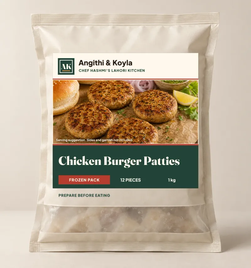 Chicken Burger Patties frozen pack, Pack of 12 · 1 kg